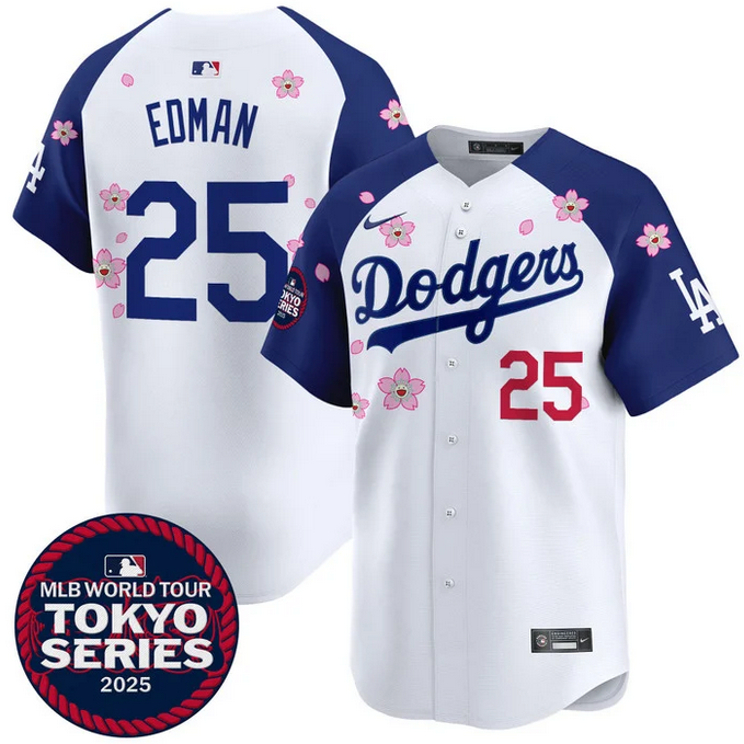 Men Los Angeles Dodgers #25 Edman Tokyo Series 2025 white Limited Stitched Jersey